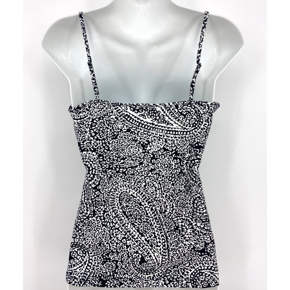 Ann Taylor Loft black and white paisley print camisole tank top - Picture 3 of 4
